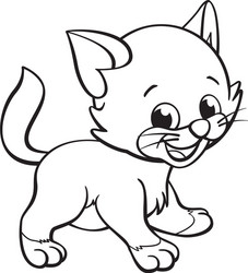 Adorable Cartoon Kitten Coloring Page Vector Image