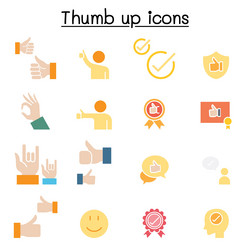 approved and thumb up set in flat color style vector image