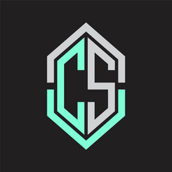 cs logo monogram with hexagon shape and outline vector image
