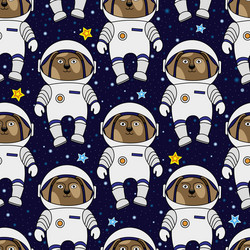 dog astronaut and stars in space seamless pattern vector image