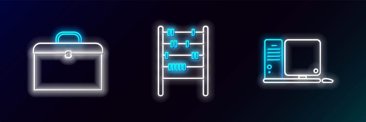 set line computer monitor with keyboard and mouse vector image