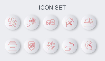 set line human head service drawer with documents vector image