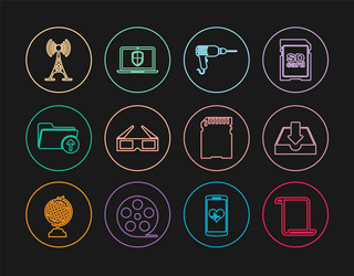 set line paper scroll download inbox drill vector image