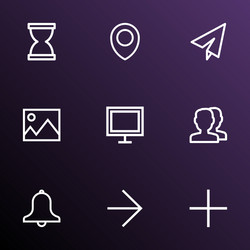 user icons line style set with map pin people vector image