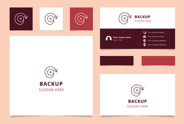 backup logo design with editable slogan branding vector image