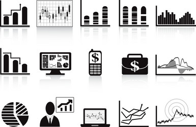 Business Charts and Graphs Icon Set vector image