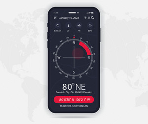 Compass app ui ux gui concept map gps vector