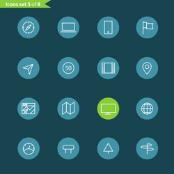 Different line style icons collection mobile vector