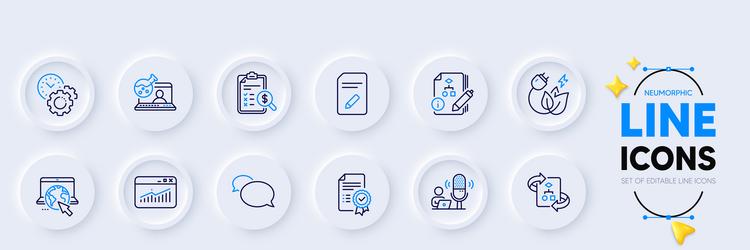 internet messenger and certificate line icons vector