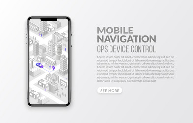 mobile gps navigation and tracking with isometric vector image