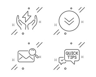 Safe energy scroll down and search mail icons set vector