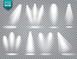 Spotlight set bright light beam Royalty Free Vector Image