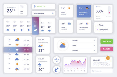 user interface elements set for weather mobile app vector image