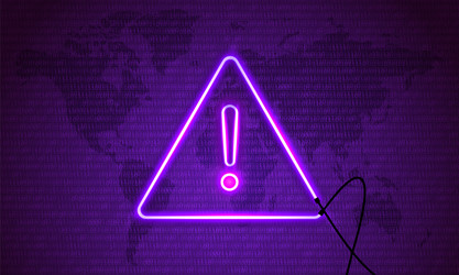 attention danger hacking neon symbol on map vector image