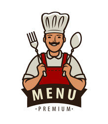 chef logo or label menu design for cafe vector