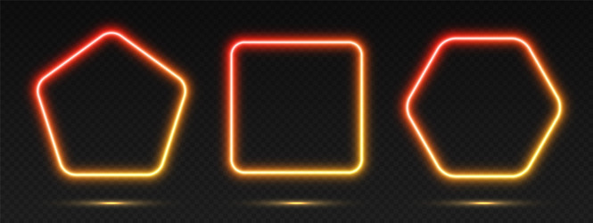 neon gradient frames set collection red-yellow vector image