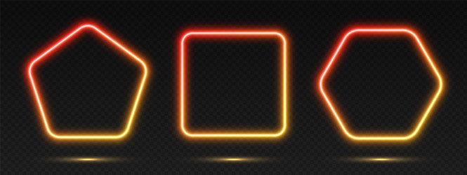 Neon gradient frames set collection red-yellow vector