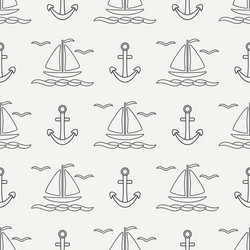 flat line monochrome seamless pattern ocean vector image
