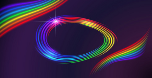 glowing rainbow color round frame vector image