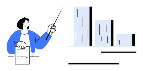 person using pointer to explain data insights next vector image
