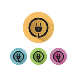 plug icon with shadow on colored circles vector image