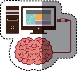 sticker computer desktop and usb connected vector image