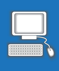 stylized monitor keyboard and mouse vector