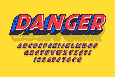 trendy 3d comical font design colorful alphabet vector image