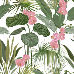 Tropical Orchid Floral Print Vector Image
