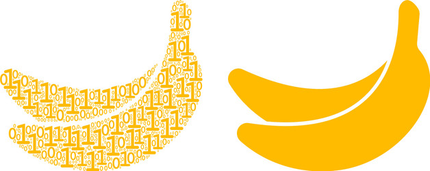 Banana collage of binary digits vector