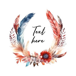 Rustic Boho Feather Frame vector image