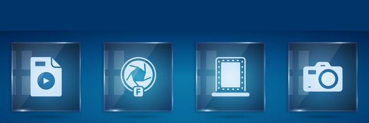set avi file document camera shutter makeup vector image