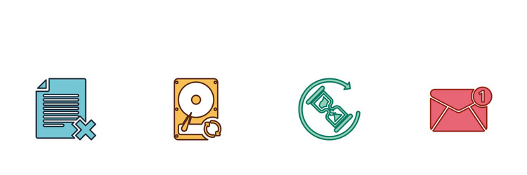 set delete file document hard disk drive hdd sync vector image
