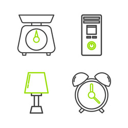 set line alarm clock table lamp remote control vector image