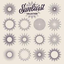 vintage sunburst collection bursting sun rays Vector Image