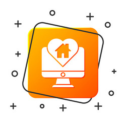 white computer monitor with house in heart shape vector image