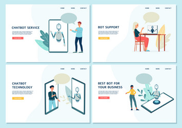 chatbot service and virtual assistant web banners vector image