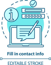 Fill in contact info blue concept icon us vector