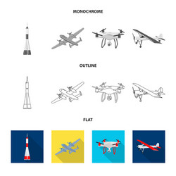 isolated object of plane and transport logo set vector image