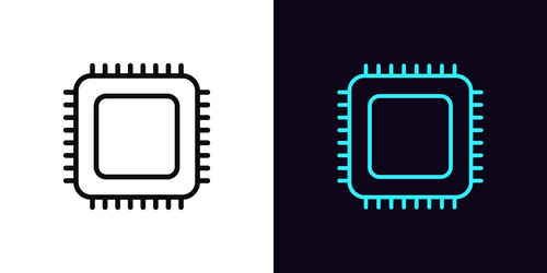 outline microchip icon with editable stroke vector image