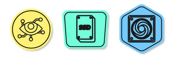 set line virtual reality ssd card and computer vector image