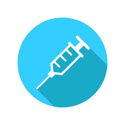 Syringe flat icon with long shadow vector