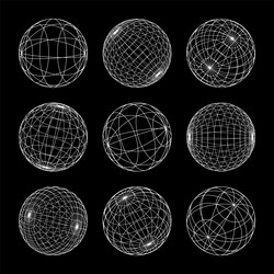 wireframe shapes lined sphere perspective mesh vector image