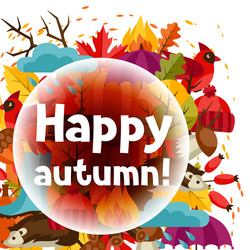 background design with autumn icons and objects vector image