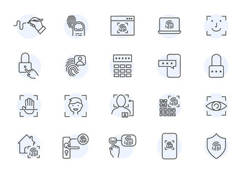 Biometric login line icon fingerprint password vector