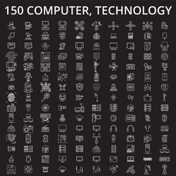 computer technology editable line icons vector image