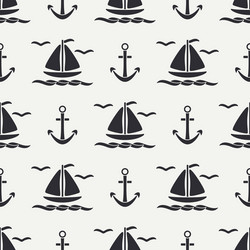 Flat line monochrome seamless pattern ocean vector