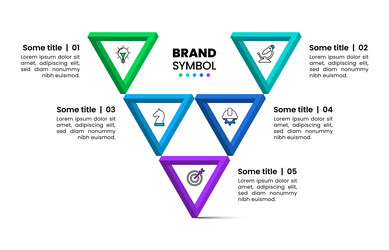 infographic template 5 triangles with icons vector image