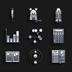 set molecule solar system notebook calculator vector image