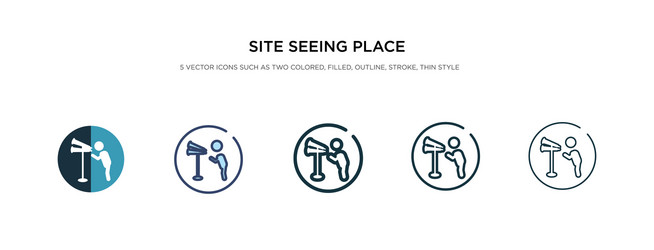 site seeing place icon in different style two vector image